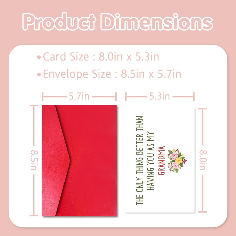 Pstyteos Funny Pregnancy Card for Grandma, the Only Thing Better than Having You as My Grandma is My Baby Having You as a Great Grandma, 8 in x 5.3 in Double-Sided Card with Red Envelope and Sticker - Image 2